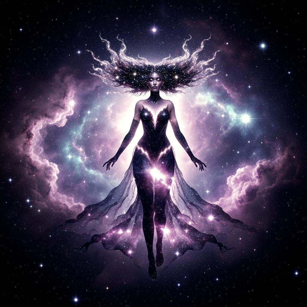 Galactic Soul with Starlight Hair, Digital Painting