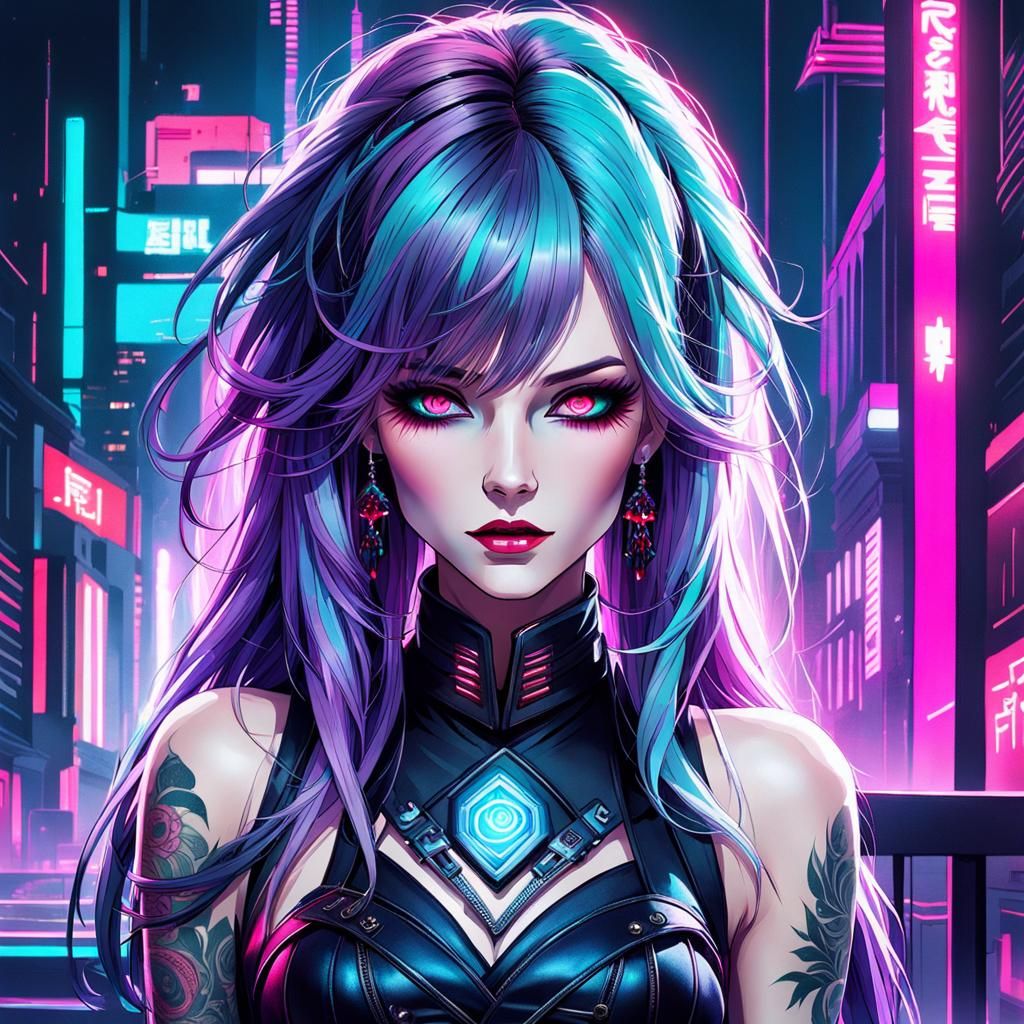 Cyberpunk Master Manipulator with Piercing Red Eyes