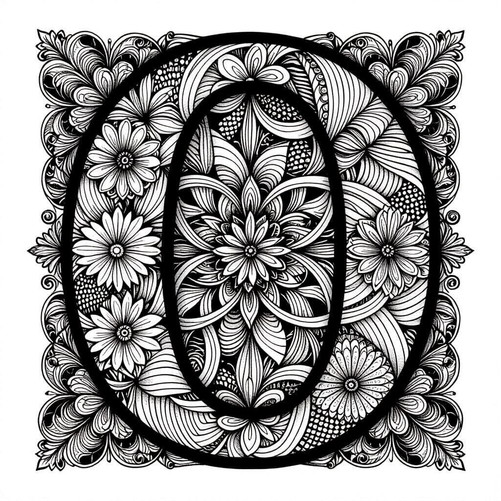 Intricate Zentangle Patterns Fill the Letter O