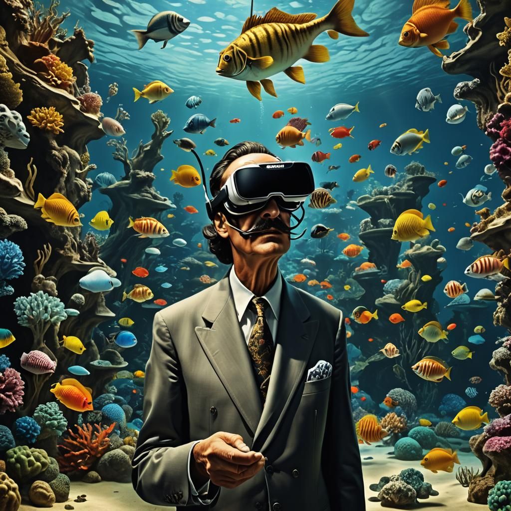 Virtual visit of an aquarium by Salvador Dali