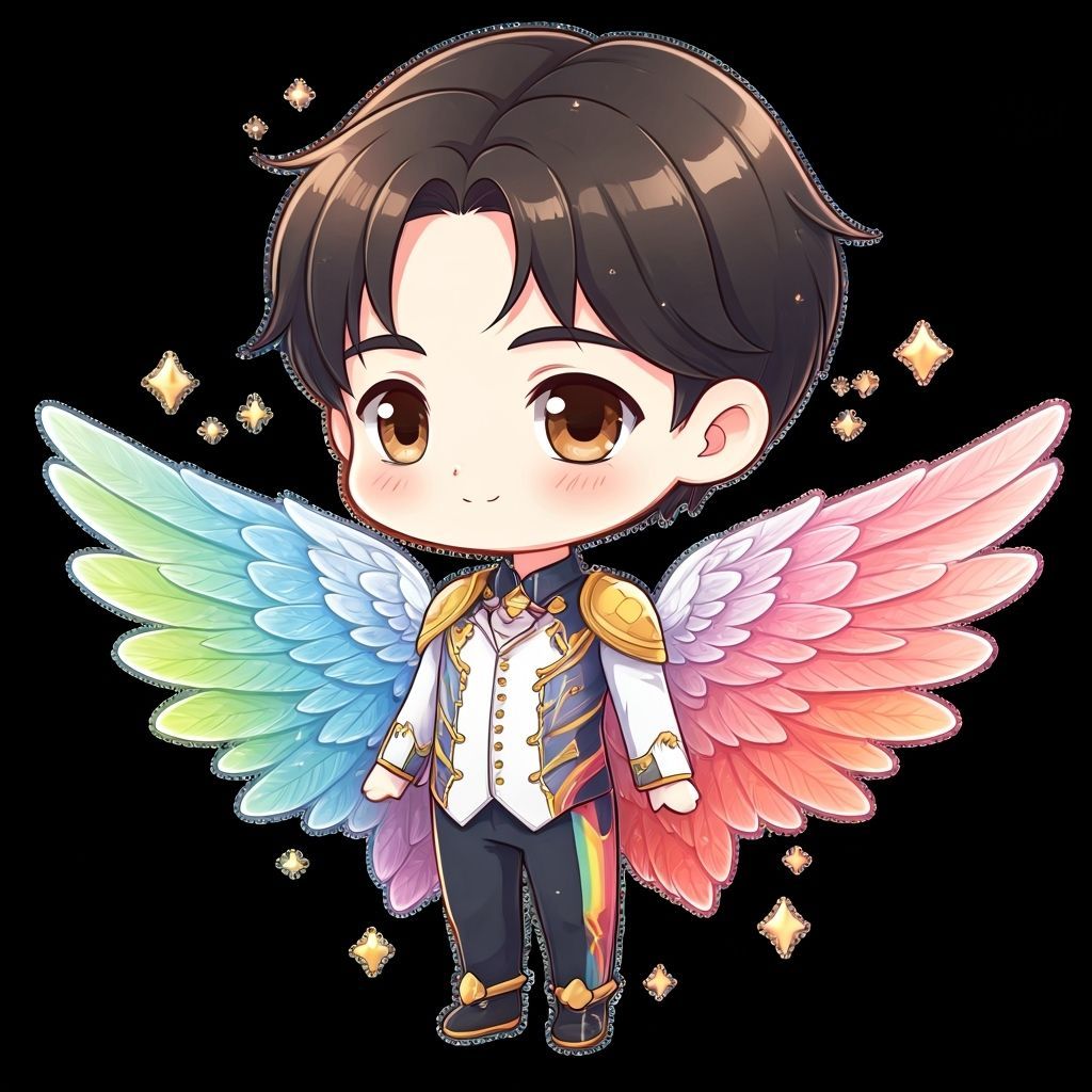 Washi Tape Art: Chibi Man in Rainbow Suit