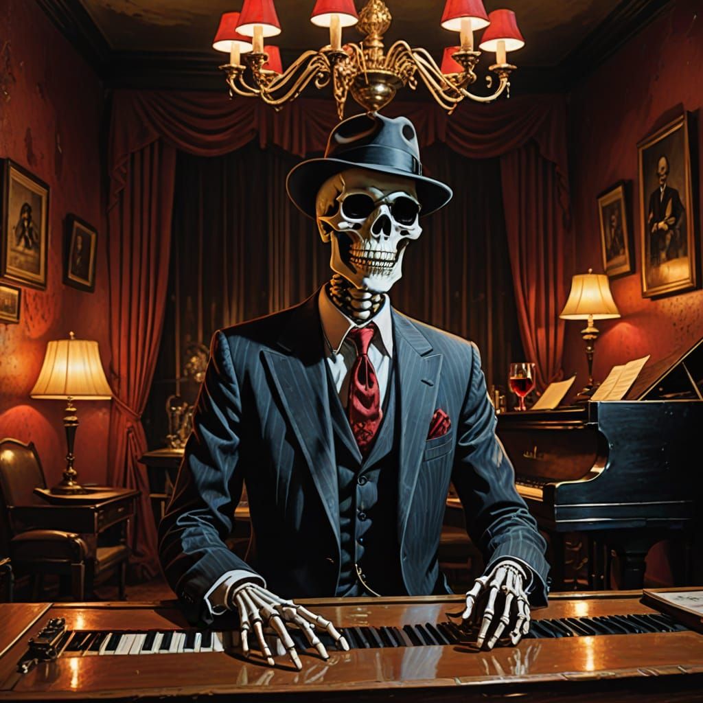 Surreal Dark Fantasy Scene in Oil Painting Style