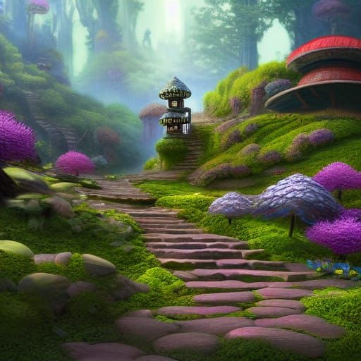 Gnome House in Magic Lotus Flower Forest