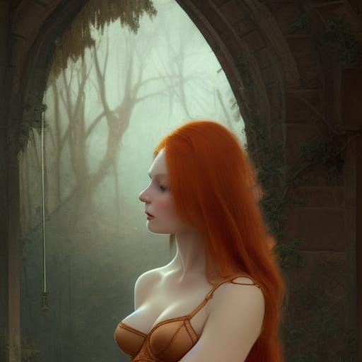 Seductive Victorian Lady in Castle Maze