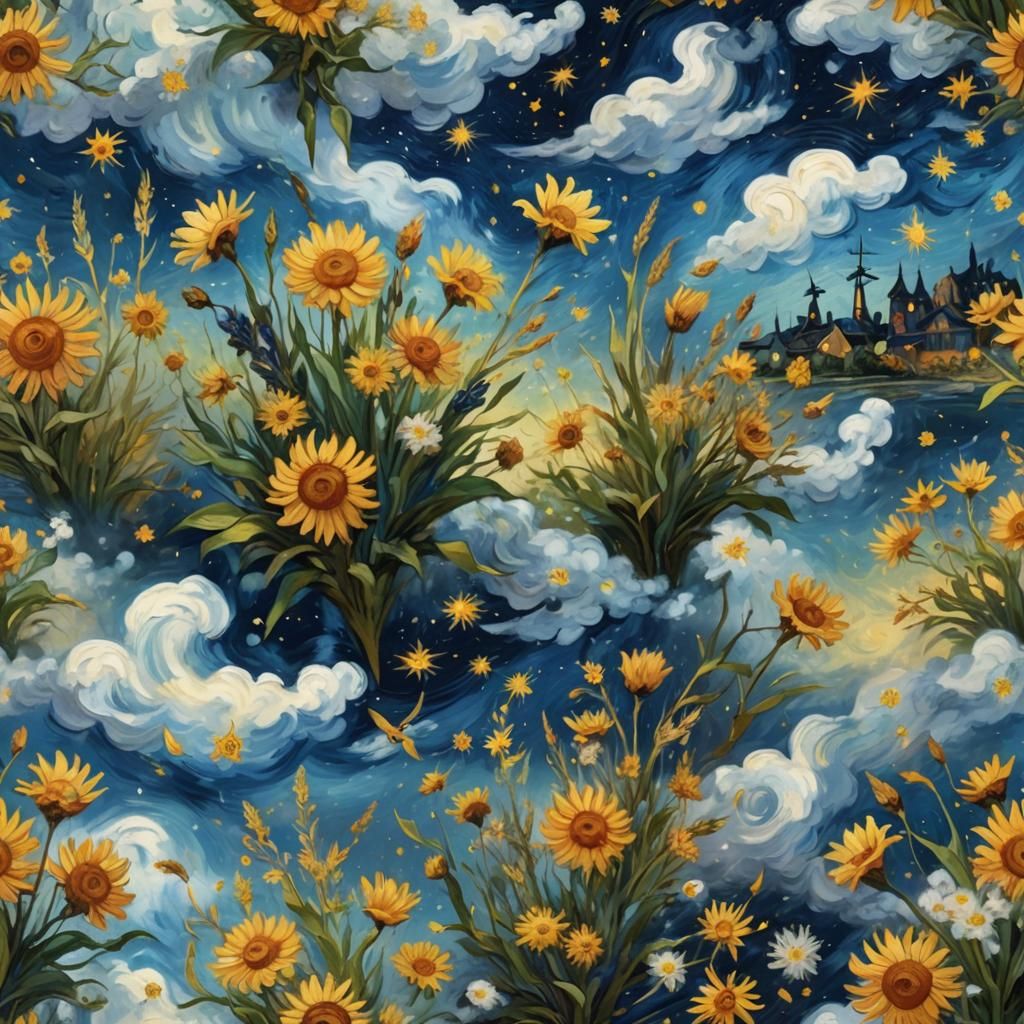 Van Gogh Inspired Fantasy World in Digital Art