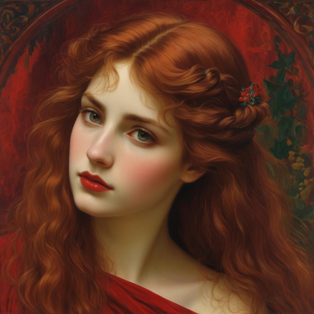 Pre-Raphaelite Beauty in Sumptuous Red Velvet