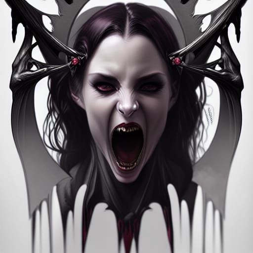 Vampire Queen Portrait with Hyperdetailed Features