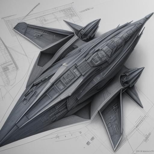 Hyperdetailed Charcoal Starship Blueprints