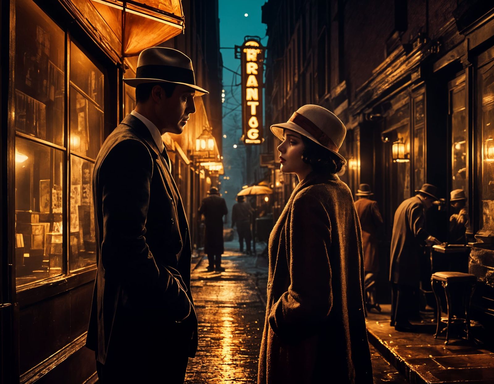 1920s Speakeasy Alley in Art Deco Style