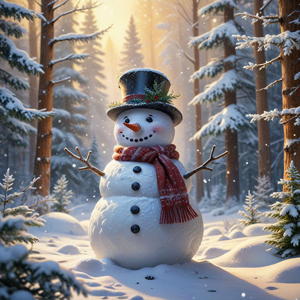 Winter Wonderland Scene in Whimsical Watercolor