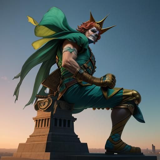 Clown Boxing Statue of Liberty: Fantasy Art