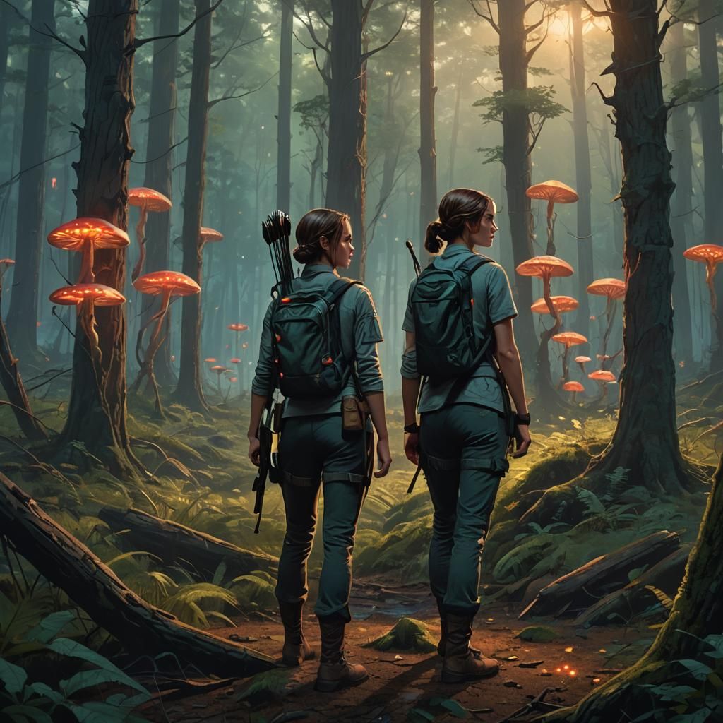 Fantasy Warriors in Mystical Forest Concept Art