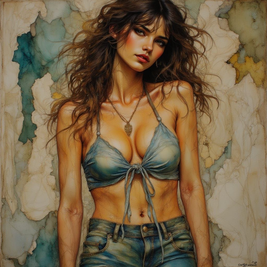 Sensual Woman in Bold Comic Art Style