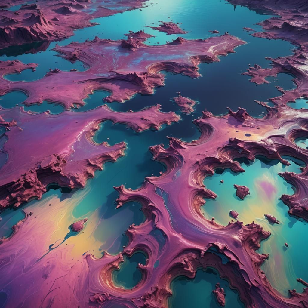 Gelatinous Liquid Pouring into Lake: Fantasy Concept Art