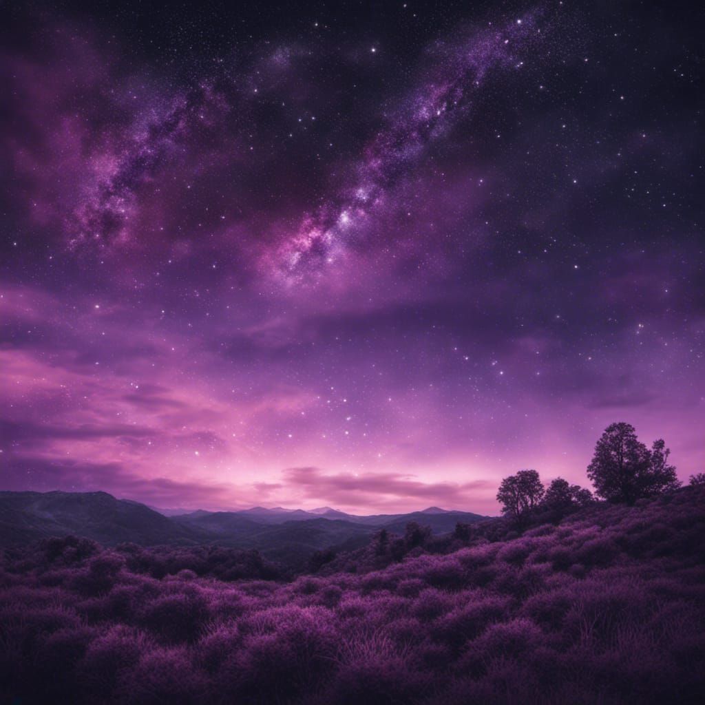 Spectacular Purple Starry Sky in Fantastic Style