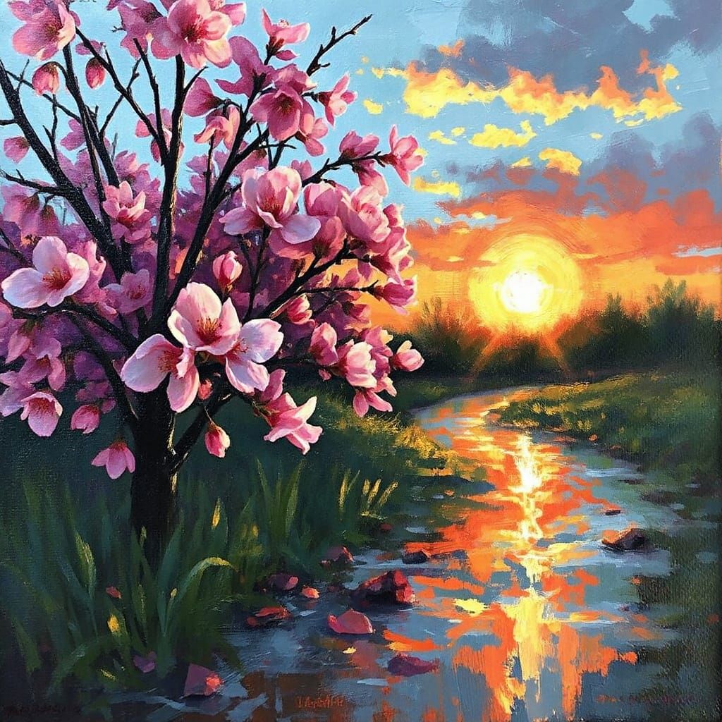 Spring Hues with Impasto Oil Textures