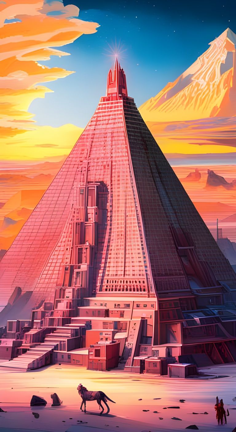 Steampunk Pyramid Schematic in Sci-Fi Style
