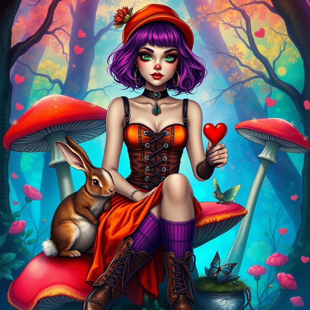 Clown in Dreamlike Forest, Fantasy Art