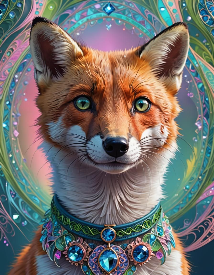 Pastel Furry Fox-Ferret Hybrid Portrait in Digital Art