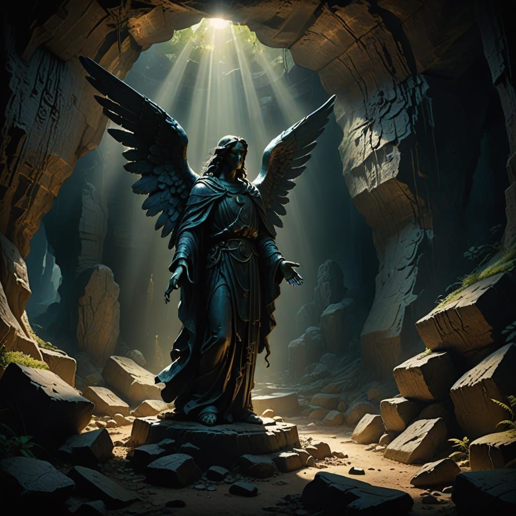 Archaeologists Discover Angel Statue in Oil Painting