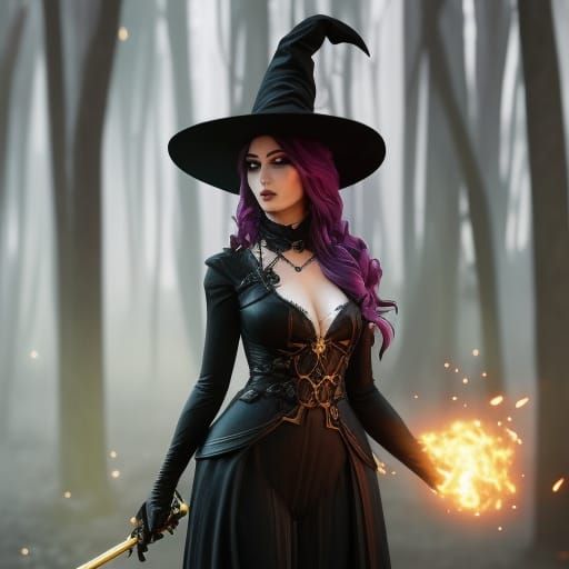 Gothic Witch Portrait in Hyperdetailed Digital Art