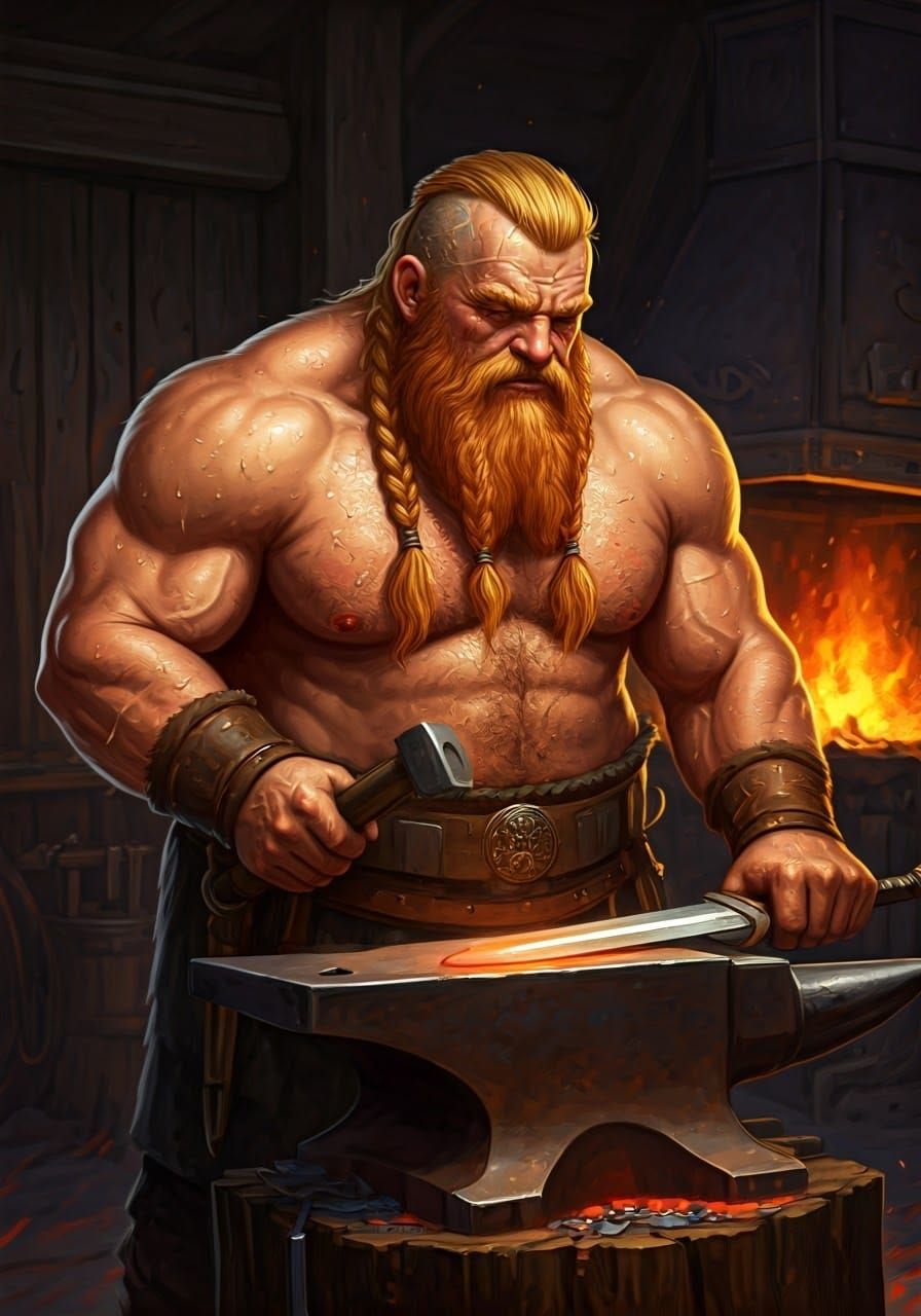 Norse Blacksmith in Fiery Forge