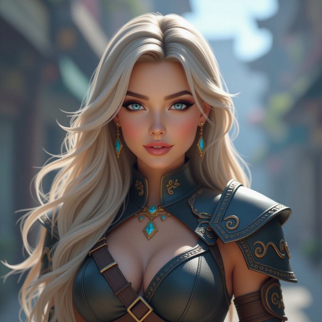 Stylized Blonde Warrior in 3D Anime Art Style
