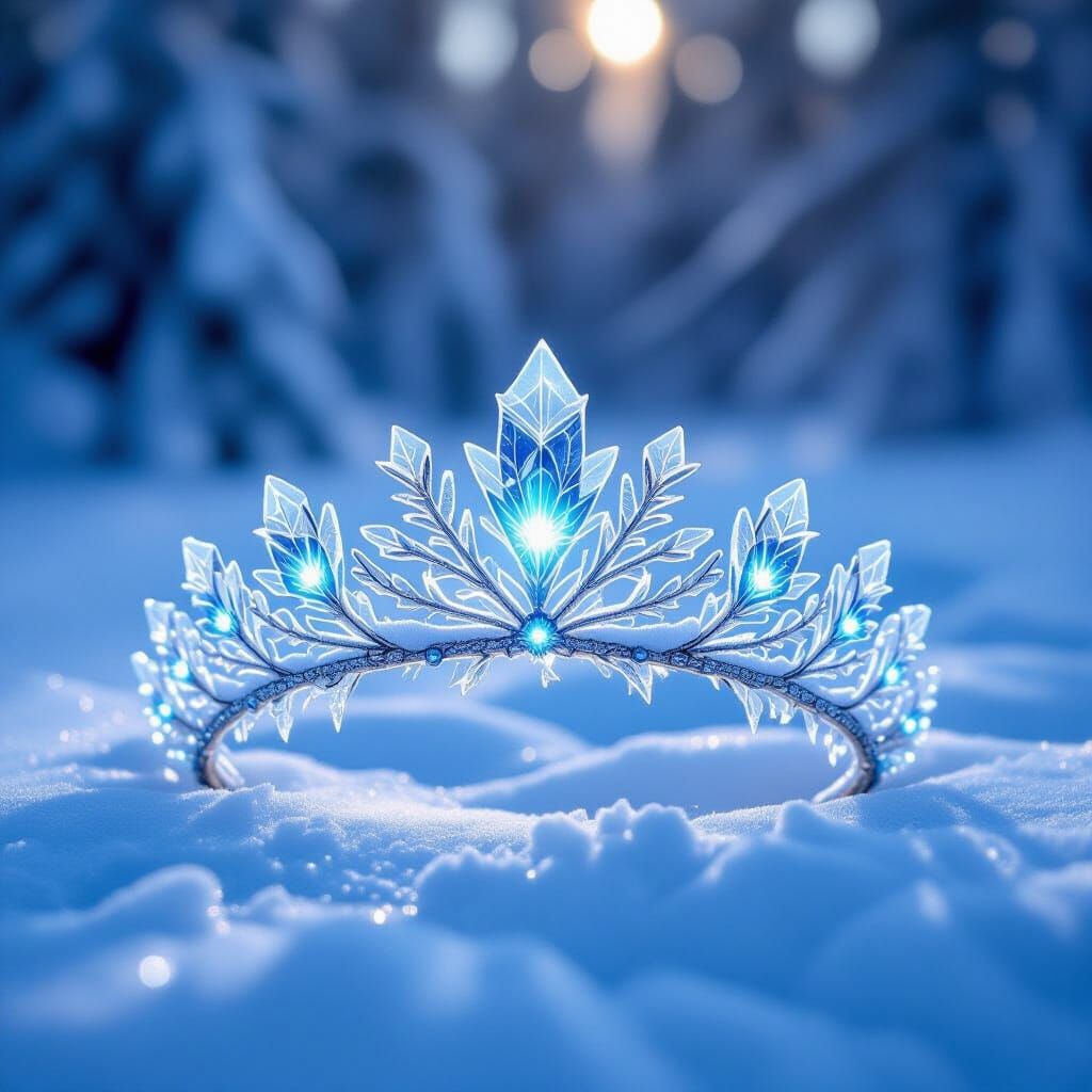 Icy Tiara Glowing in Snowy Glade