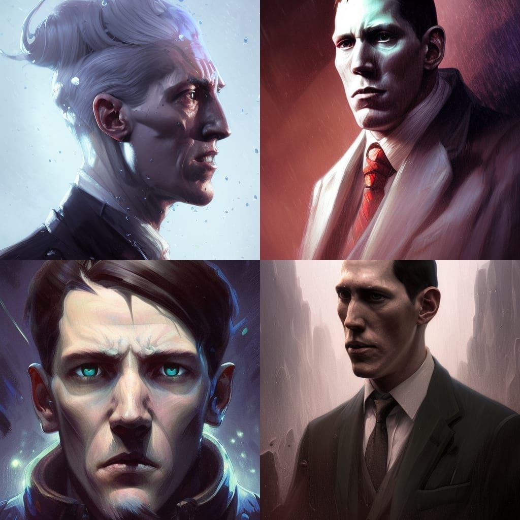 Lovecraft Portrait by Rutkowski, Artgerm and Mucha