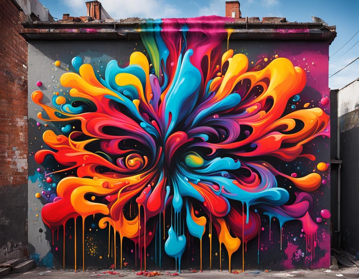 Colorful Graffiti Art with Melting Paint Effect