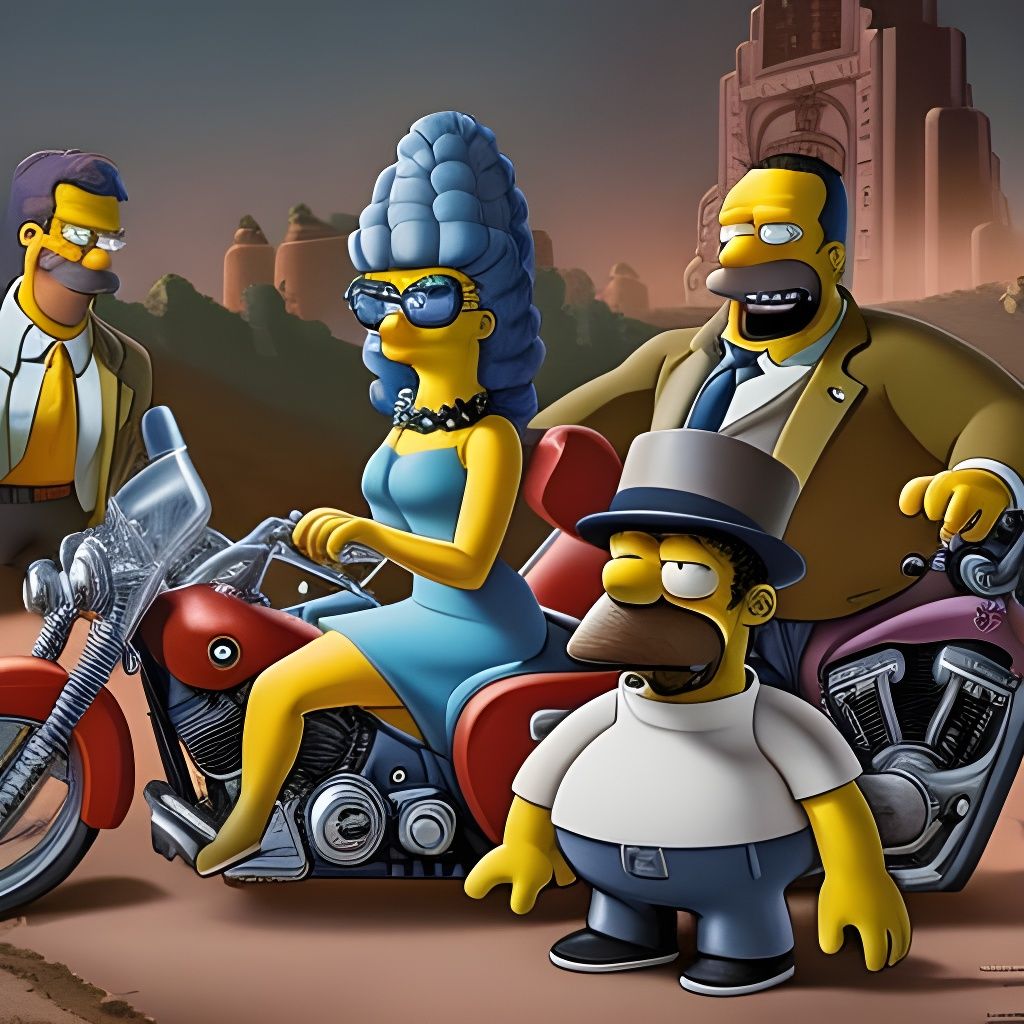 The Simpsons: Outlaw Bikers in Digital Art