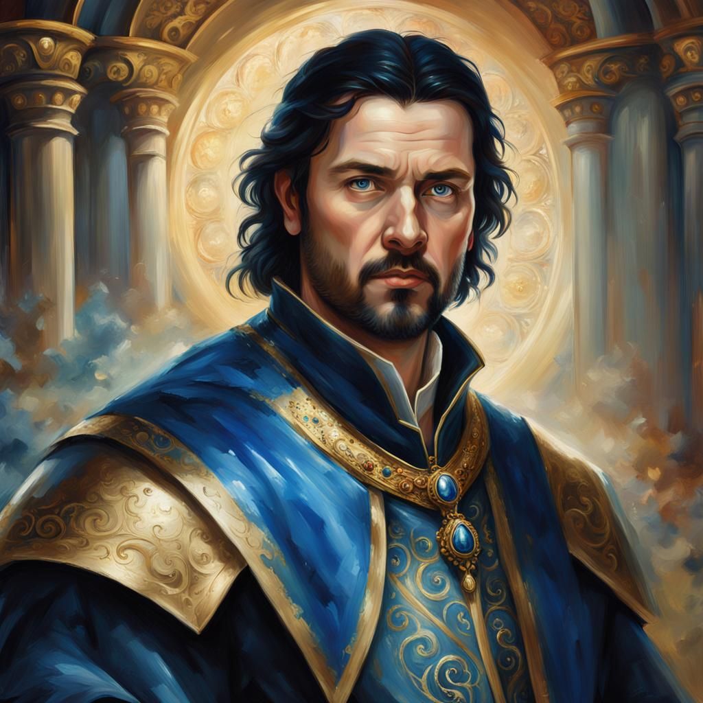 Medieval Fantasy King Portrait in Oil Painting Style