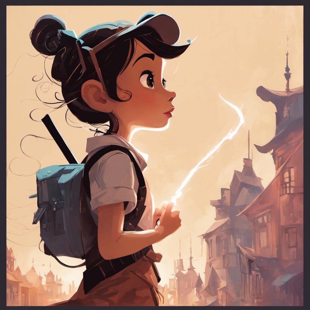 Girl Portrait in Keane and Kesinger Style