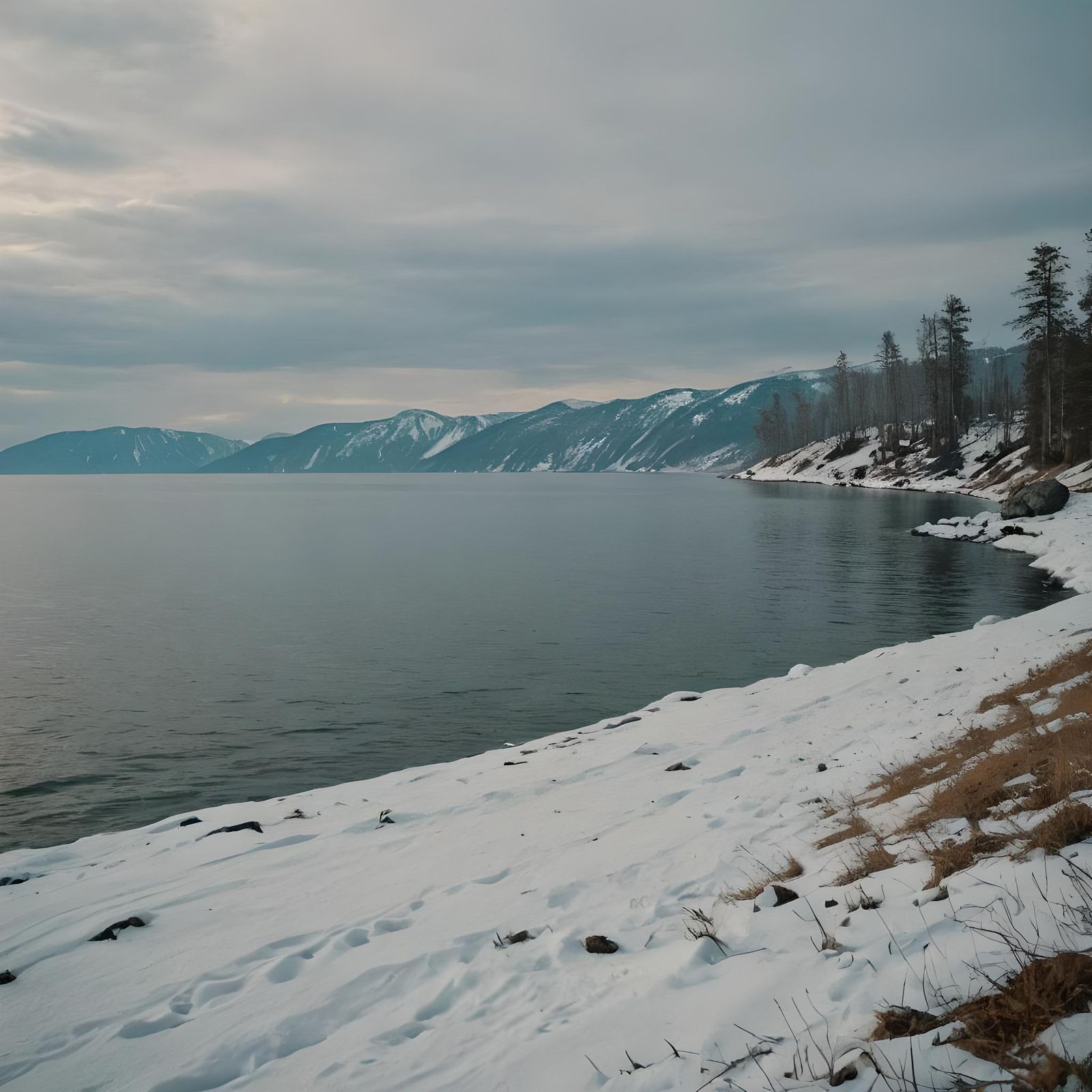 Cinematic Baikal Lake, Russia Film Still