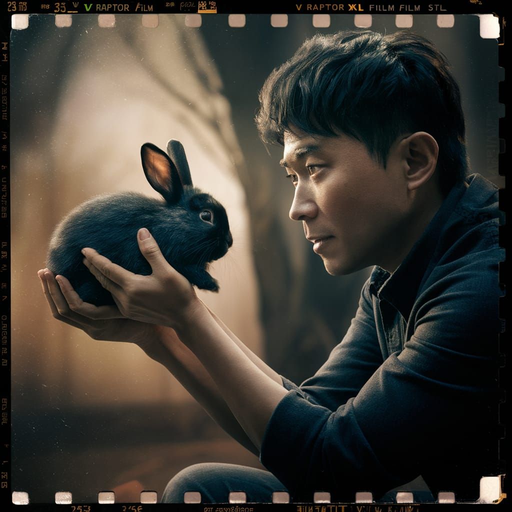 Changpeng Zhao with Rabbit: Photorealistic Cinematic Portrai...