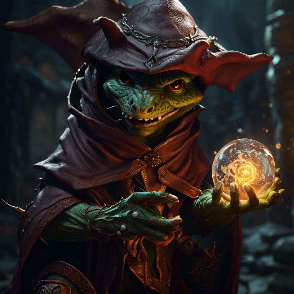 Kobold Sorcerer in Dark Fantasy Style