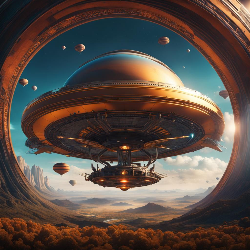 Flying Saucer Spacecraft Crashes in Detailed Matte Painting