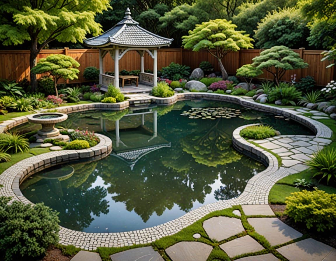Organic Bonsai Oasis in Serene Garden Setting