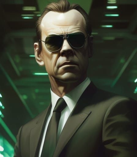 Agent Smith Portrait in Dark Fantasy Style
