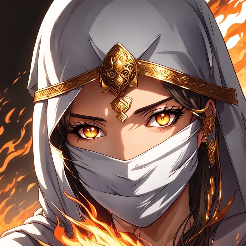 Determined Arabian Warrior Girl: Anime Style