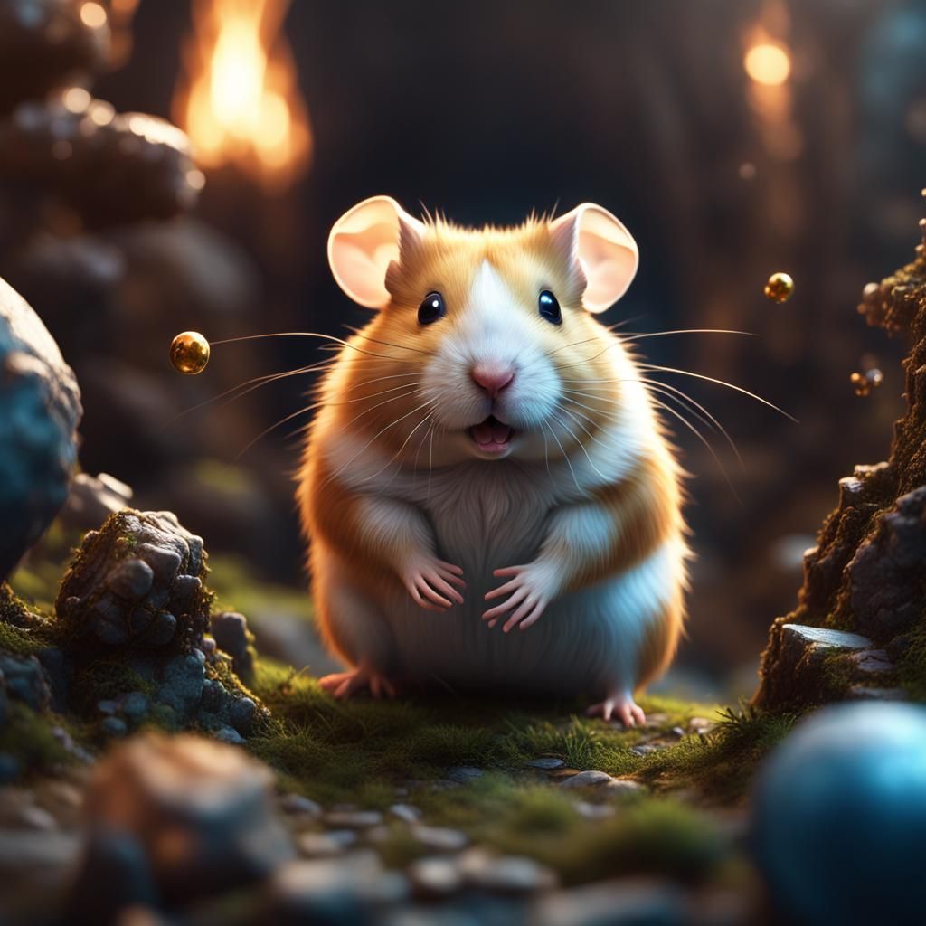 Fantastical Hamster in Detailed Matte Painting