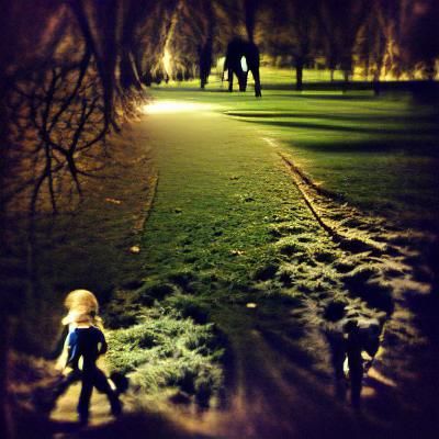 Midnight winter walk through the park.
