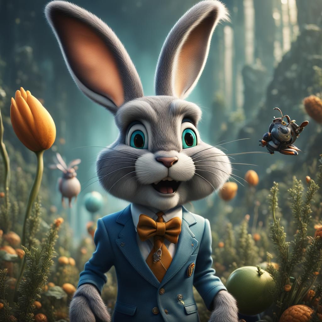 Hyperrealistic Bugs Bunny Detailed Digital Painting