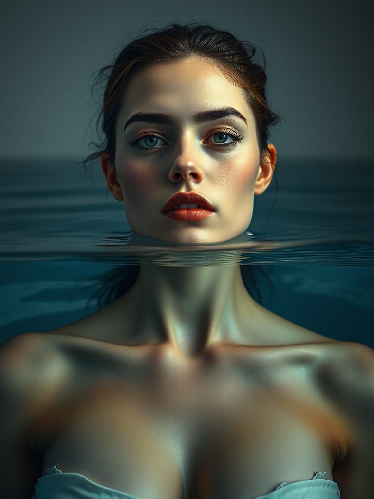 Stunning Realistic Portrait in High-End Gray, Rembrandt Ligh...