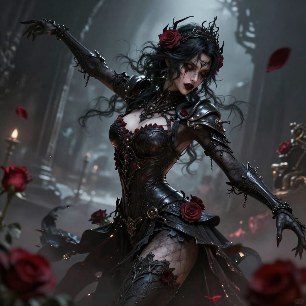 Dark Magic Rose in Dynamic Action Pose