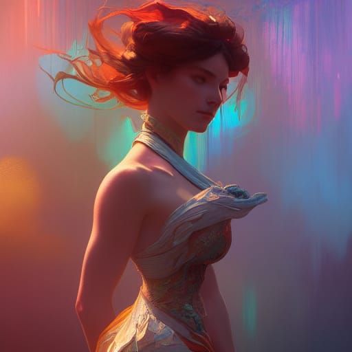 Intricate Abstract Art in Volumetric Lighting Style