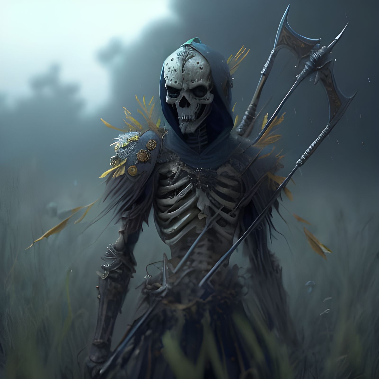 Skeleton Archer Warrior in Detailed Matte Painting