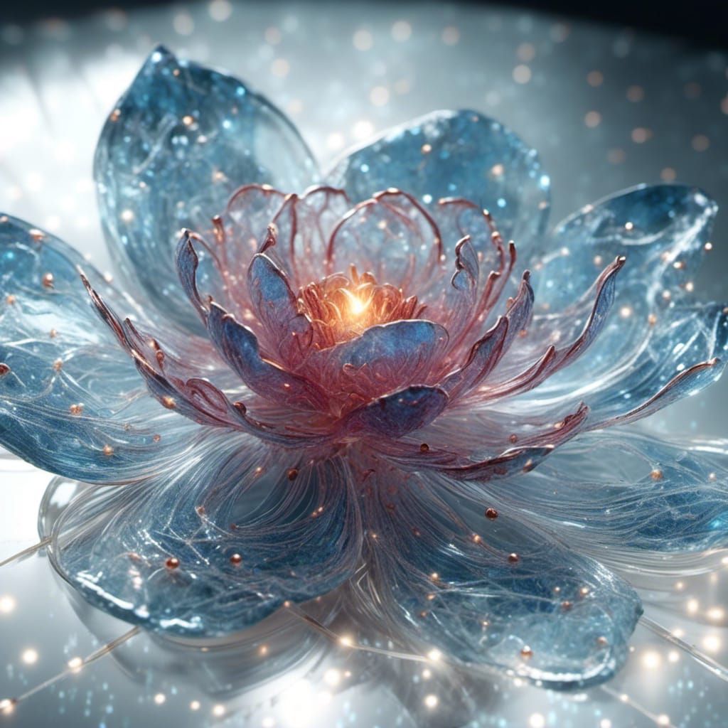 Bioluminescent Glass Rose in Dreamscape Style