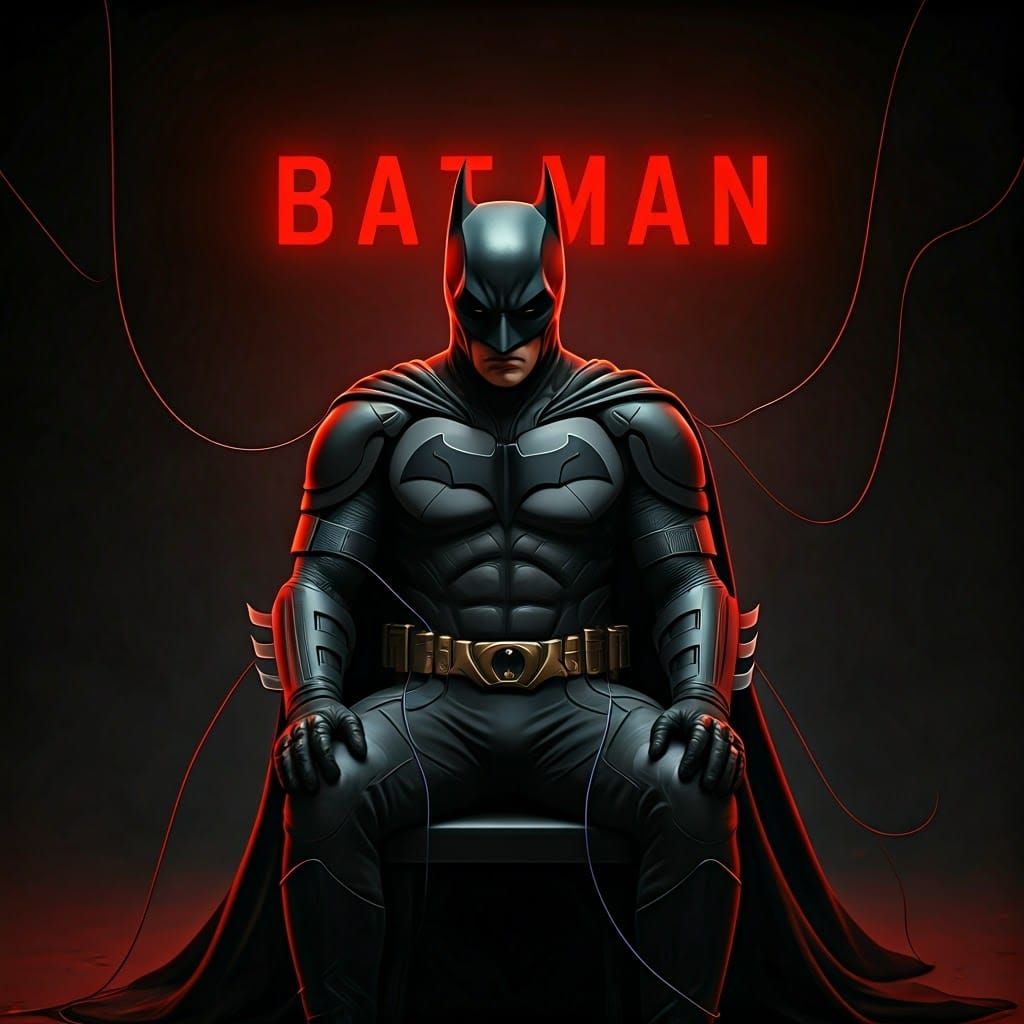 Batman Lie Detector Test in Dramatic Portrait Style