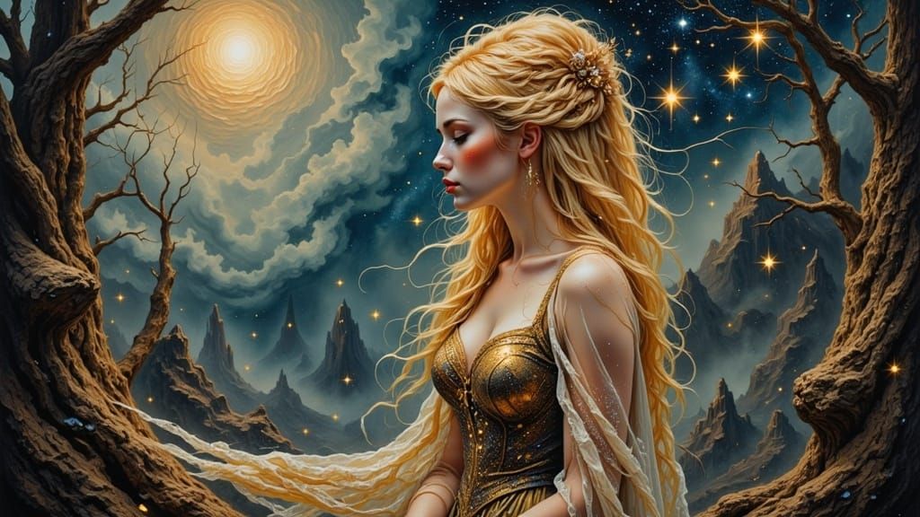 Mystical Woman in a Gothic Baroque Allegory